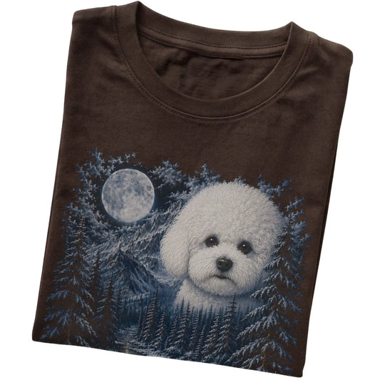 Bichon Frise Forest Moon T-Shirt in Dark Chocolate