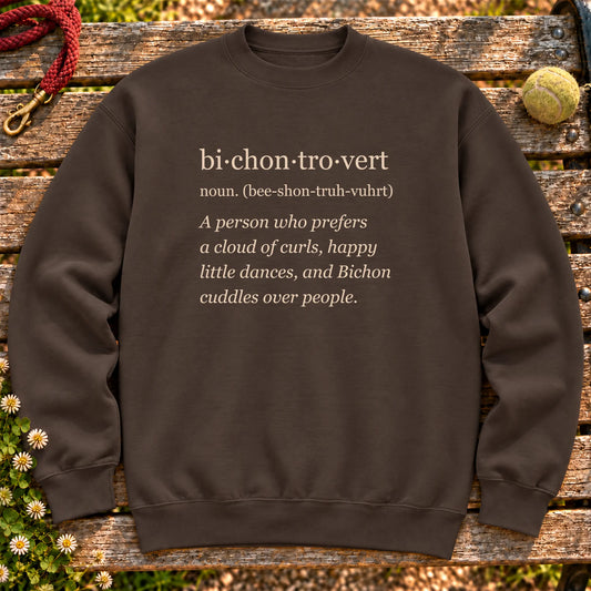 Dark Chocolate Bichon Frise Tro-Vert crewneck sweatshirt