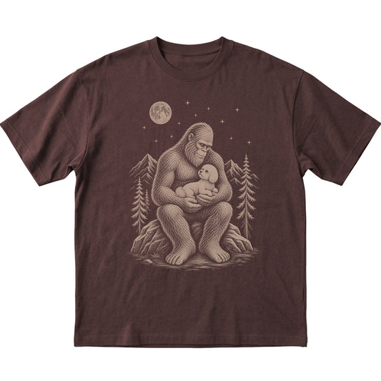 Bigfoot and Bichon Frise T-Shirt in Dark Chocolate
