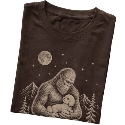 Folded Bigfoot and Bichon Frise T-Shirt in Dark Chocolate