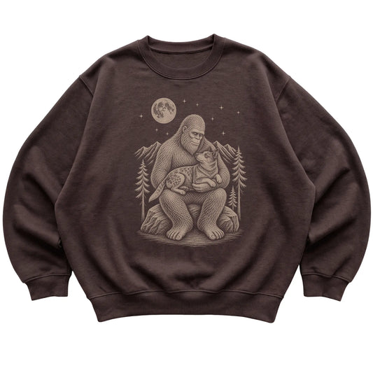 Bigfoot and Blue Heeler Sweatshirt in Dark Chocolate