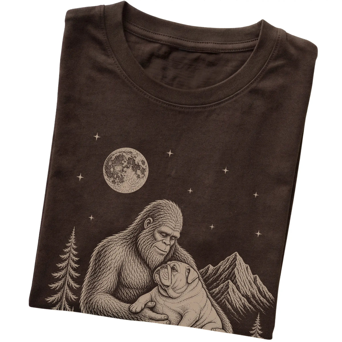Folded Bigfoot and Bulldog T-Shirt in Dark Chocolate