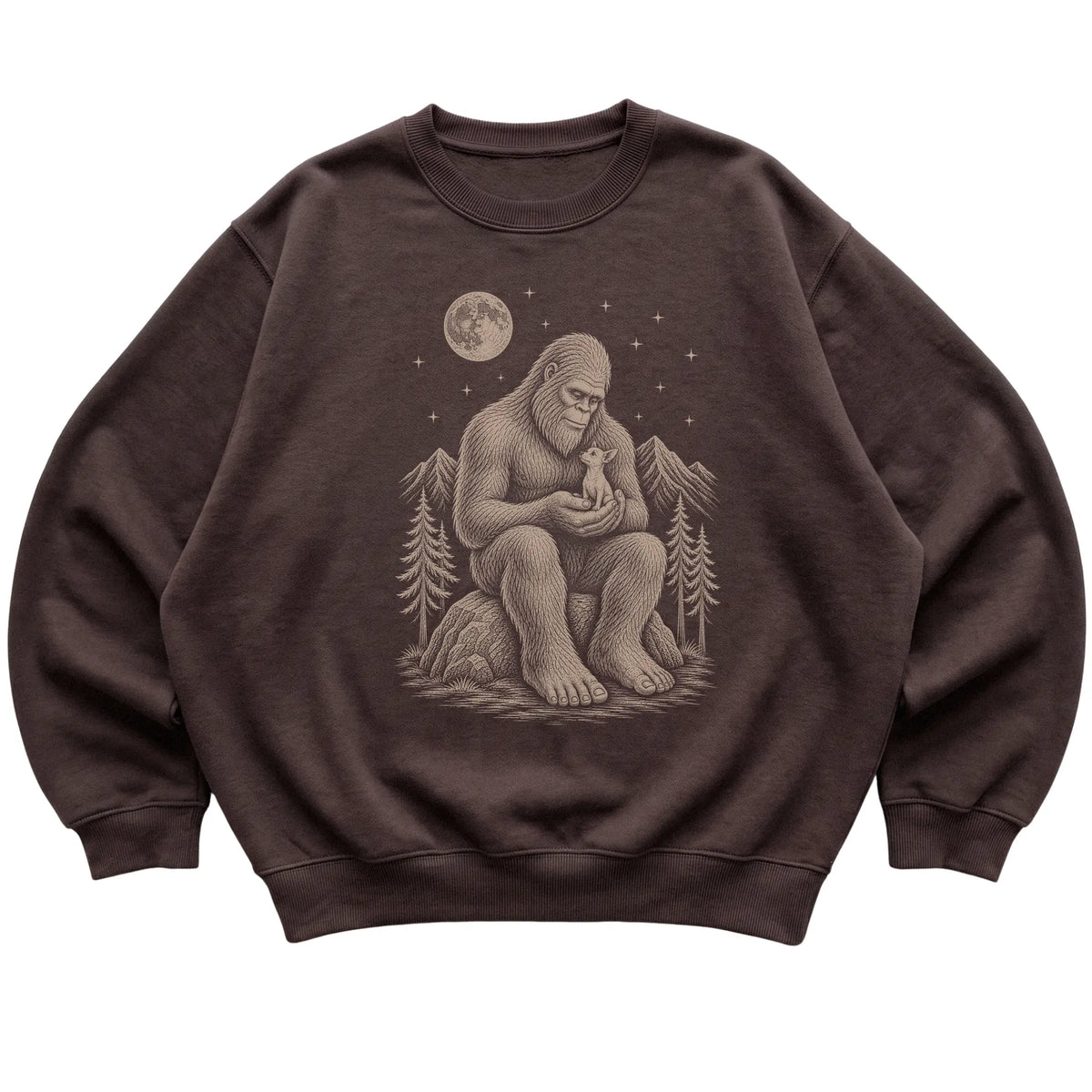 Bigfoot and Chihuahua Sweatshirt in Dark Chocolate