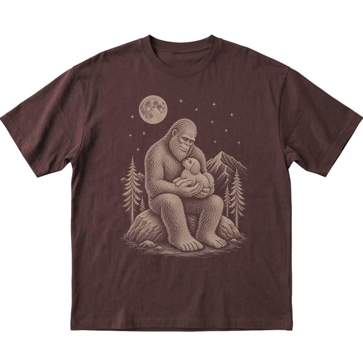Bigfoot and Havanese T-Shirt in Dark Chocolate