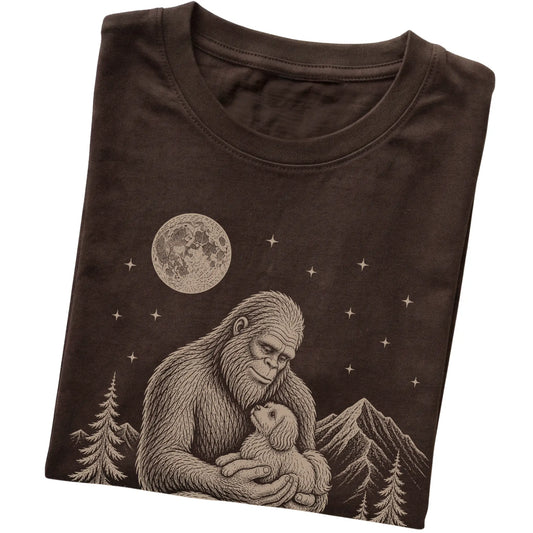 Folded Bigfoot and Havanese T-Shirt in Dark Chocolate