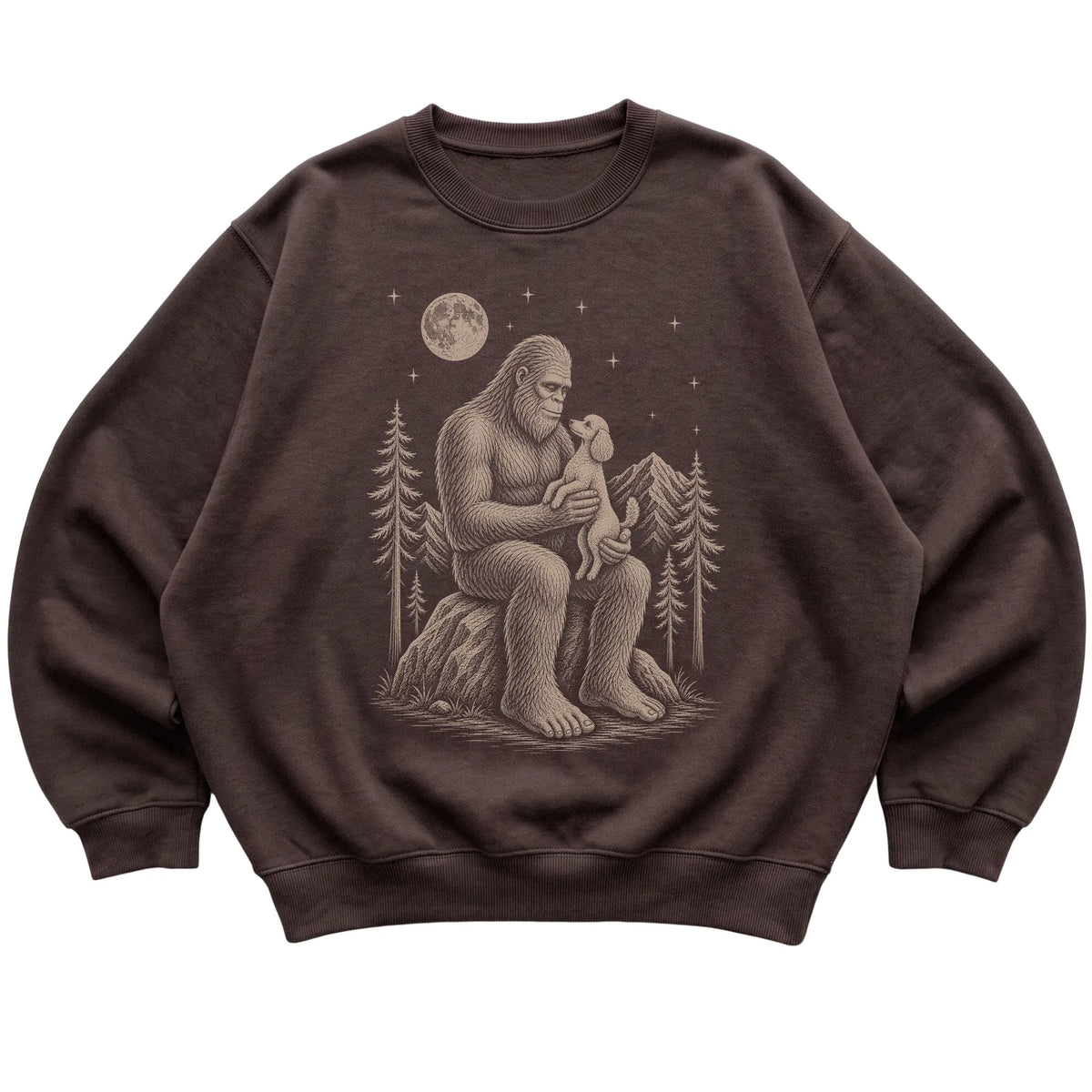 Bigfoot and Poodle Sweatshirt in Dark Chocolate