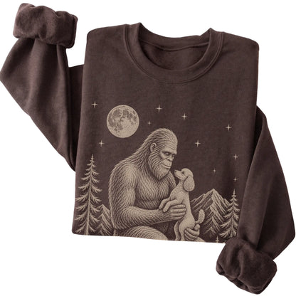 Folded Bigfoot and Poodle Sweatshirt in Dark Chocolate