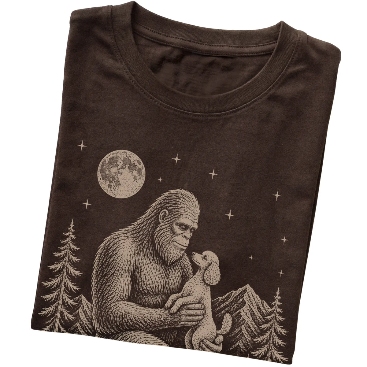 Folded Bigfoot and Poodle T-Shirt in Dark Chocolate