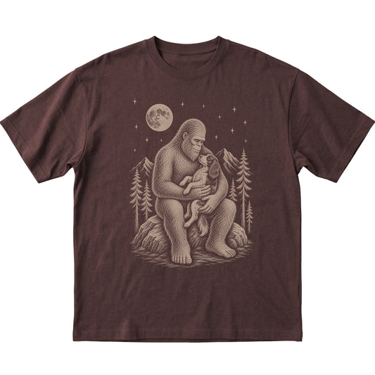 Bigfoot and Springer Spaniel T-Shirt in Dark Chocolate