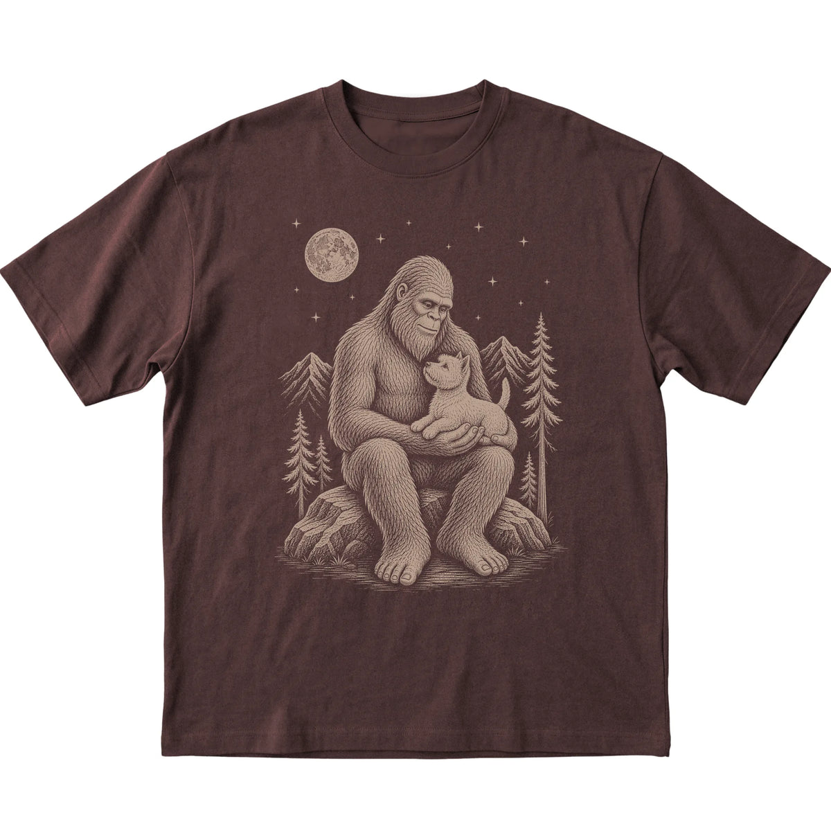 Bigfoot and Westie T-Shirt in Dark Chocolate