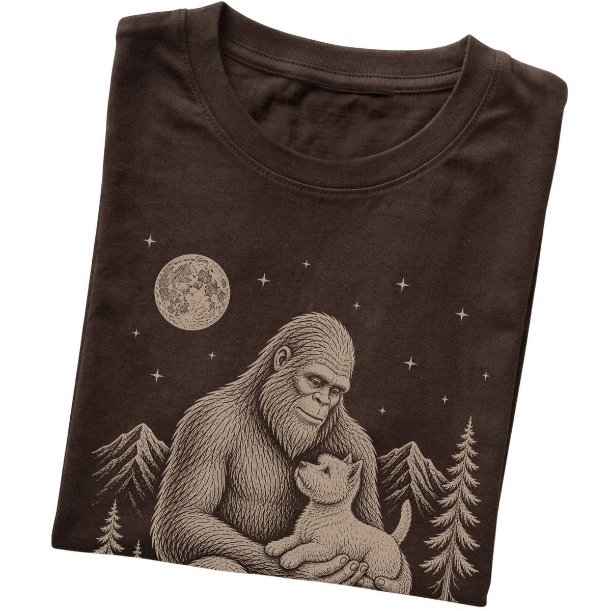 Folded Bigfoot and Westie T-Shirt in Dark Chocolate