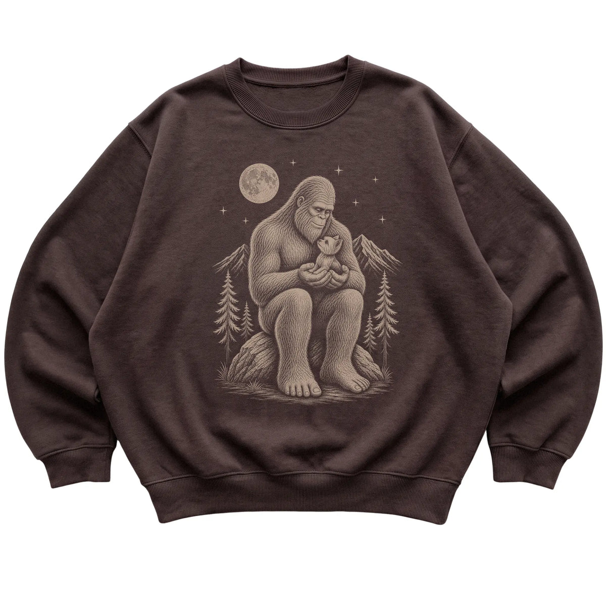 Bigfoot and Yorkie Sweatshirt in Dark Chocolate