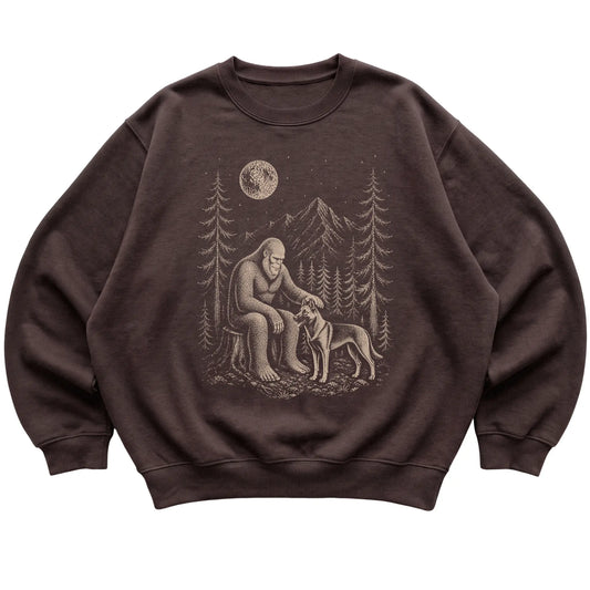 Belgian Malinois and Bigfoot Sweatshirt in Dark Chocolate