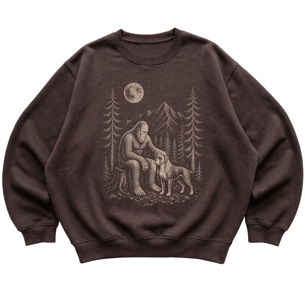 Boxer and Bigfoot Sweatshirt in Dark Chocolate