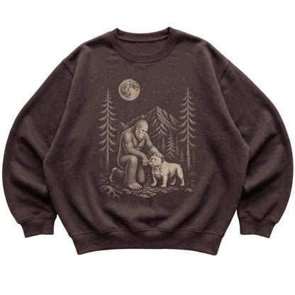 Bulldog and Bigfoot Sweatshirt in Dark Chocolate