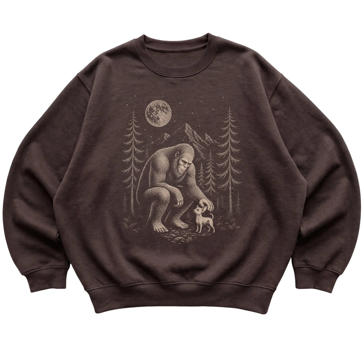 Chihuahua and Bigfoot Sweatshirt in Dark Chocolate