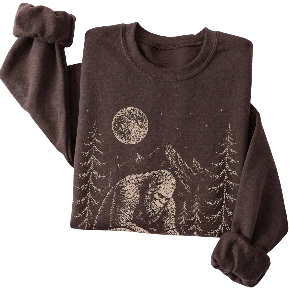 Folded Chihuahua and Bigfoot Sweatshirt in Dark Chocolate