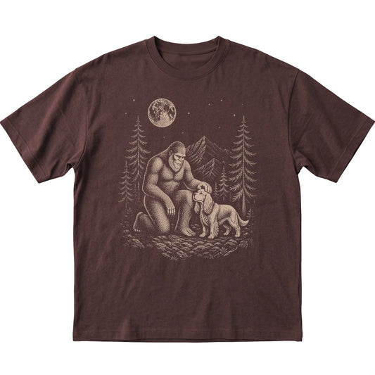 Cocker Spaniel and Bigfoot T-Shirt in Dark Chocolate
