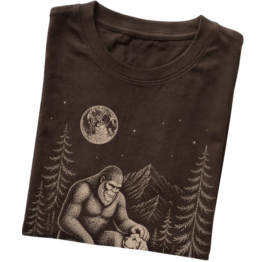 Folded Cocker Spaniel and Bigfoot T-Shirt in Dark Chocolate
