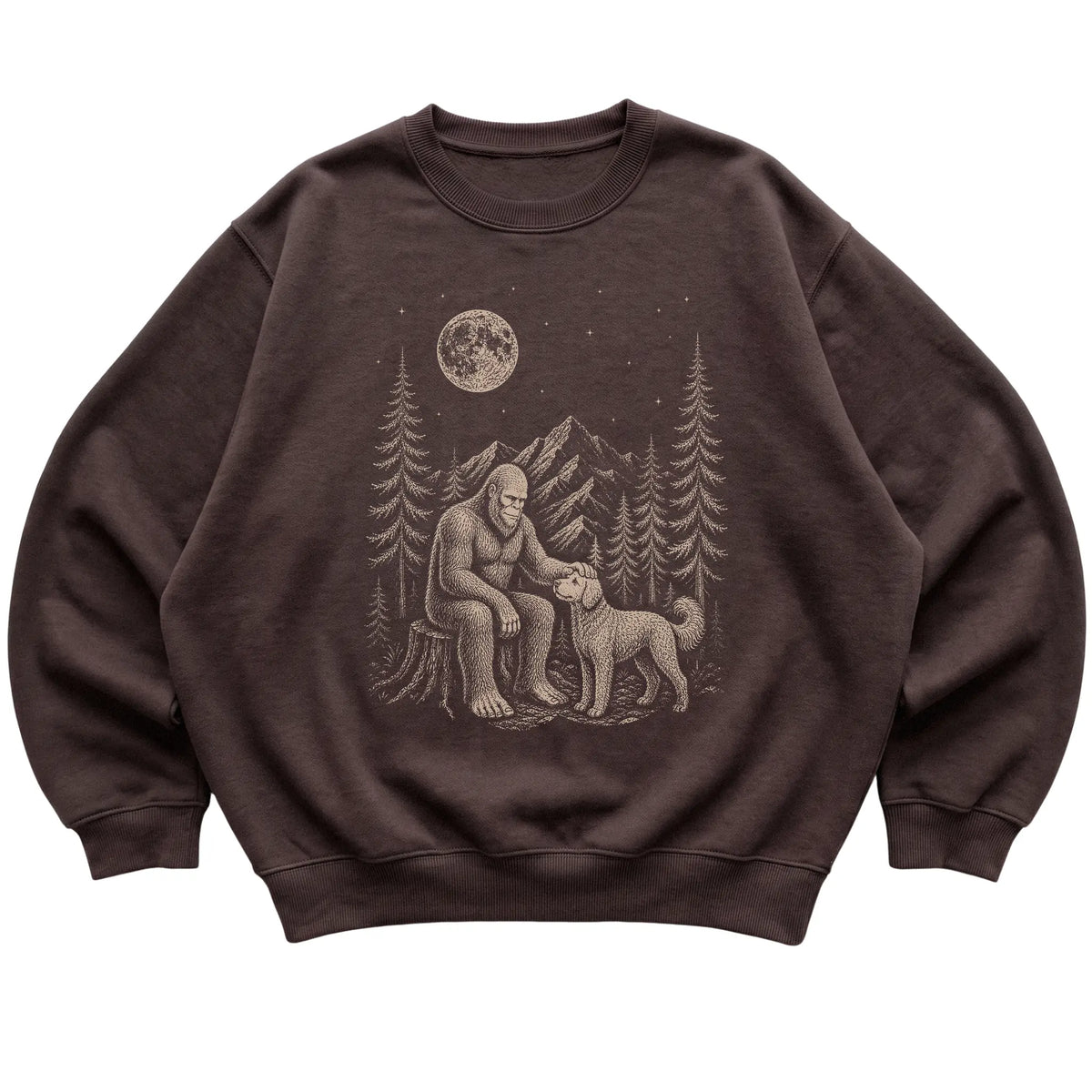 Goldendoodle and Bigfoot Sweatshirt in Dark Chocolate