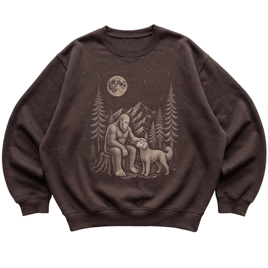 Goldendoodle and Bigfoot Sweatshirt in Dark Chocolate