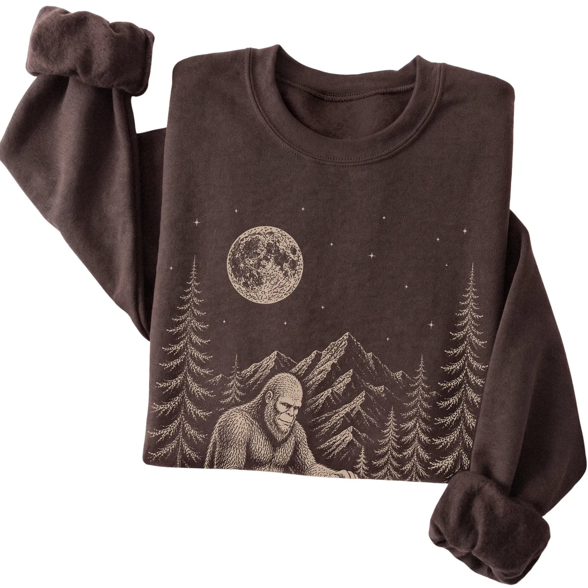 Folded Goldendoodle and Bigfoot Sweatshirt in Dark Chocolate