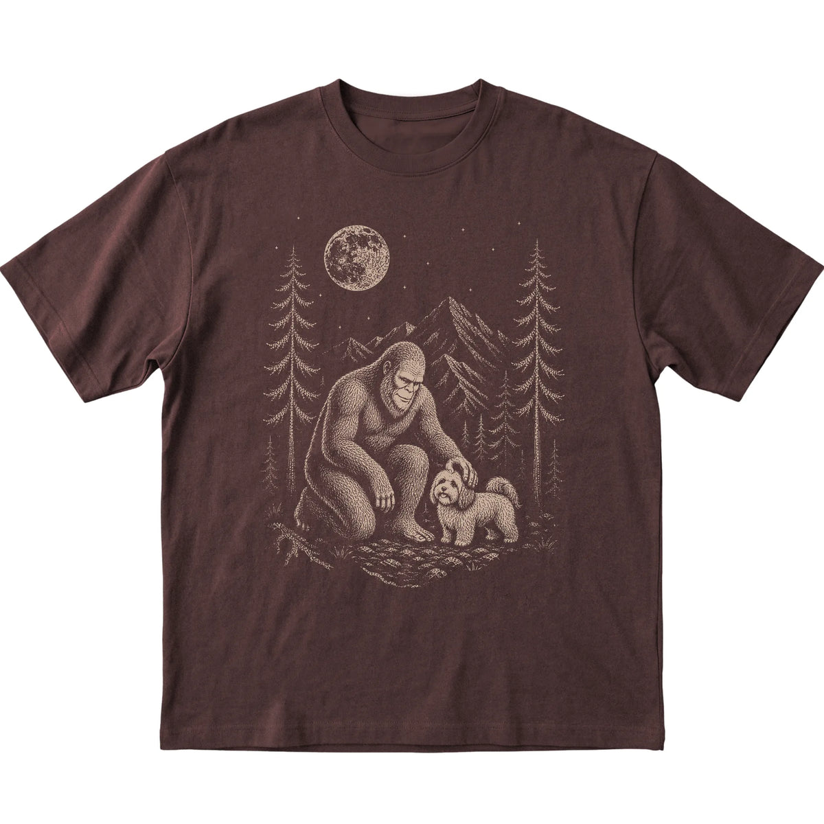 Havanese and Bigfoot T-Shirt in Dark Chocolate