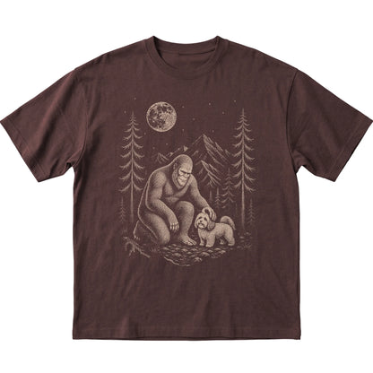 Havanese and Bigfoot T-Shirt in Dark Chocolate