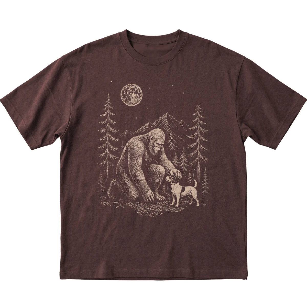 Jack Russell and Bigfoot T-Shirt in Dark Chocolate