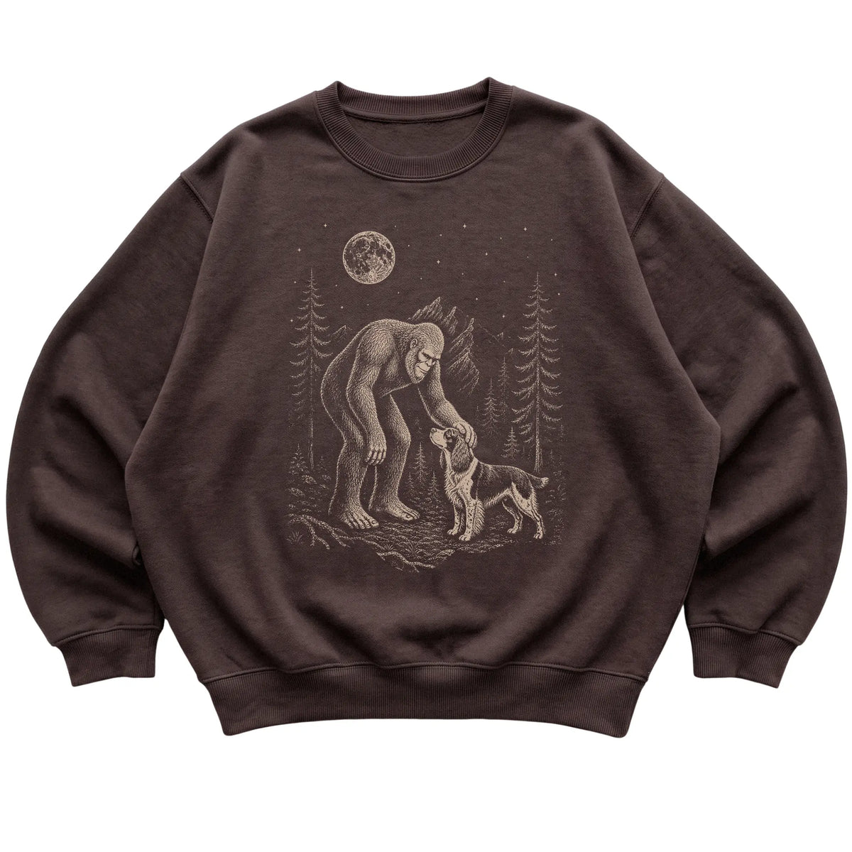 Springer Spaniel and Bigfoot Sweatshirt in Dark Chocolate