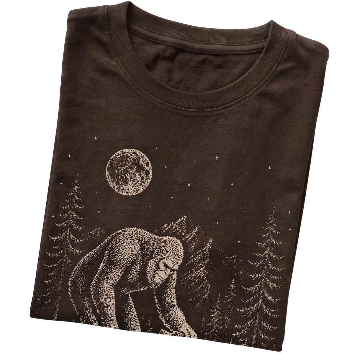 Folded Springer Spaniel and Bigfoot T-Shirt in Dark Chocolate