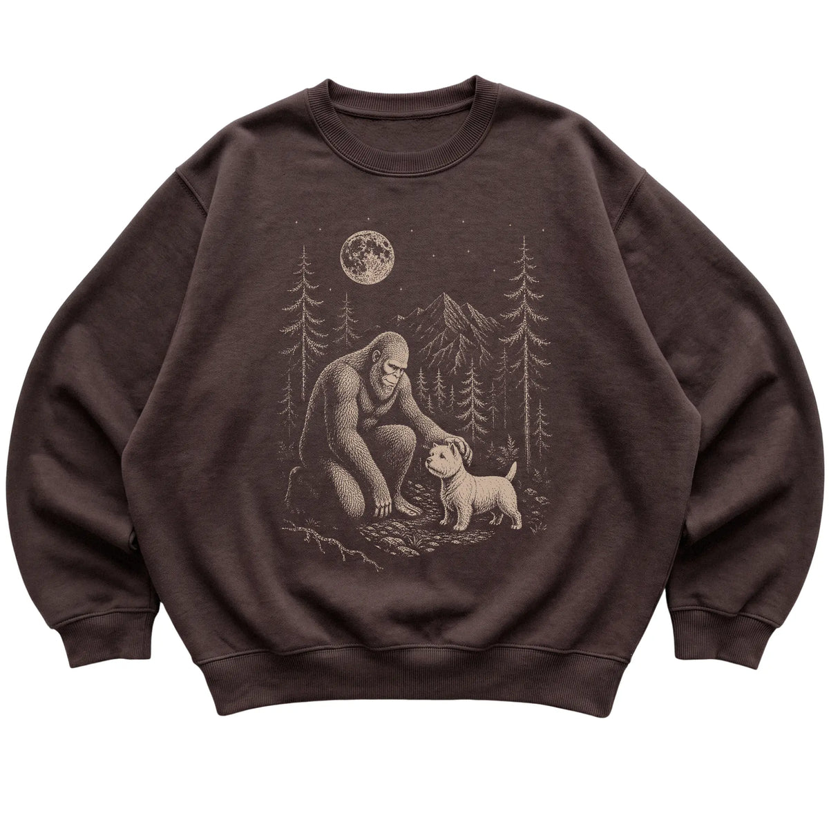 Westie and Bigfoot Sweatshirt in Dark Chocolate