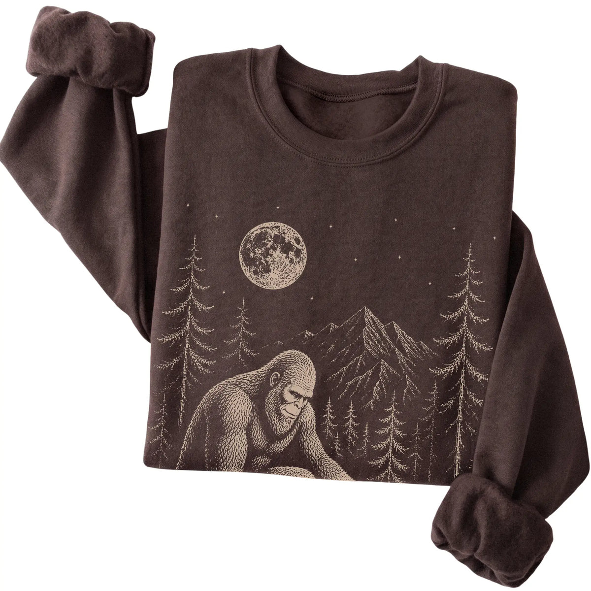 Folded Westie and Bigfoot Sweatshirt in Dark Chocolate
