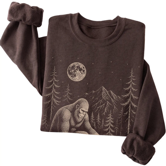 Folded Westie and Bigfoot Sweatshirt in Dark Chocolate
