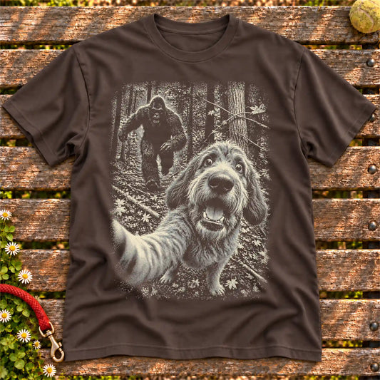 Labradoodle Bigfoot Selfie Softstyle T-shirt in Dark Chocolate