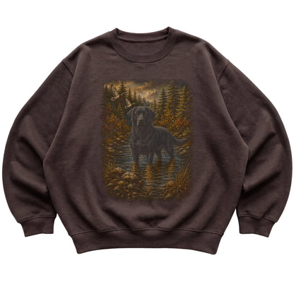 Black Lab Duck Hunting Sweatshirt in Dark Chocolate