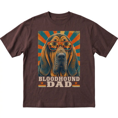 Retro Bloodhound Dad design on a Dark Chocolate softstyle T-shirt
