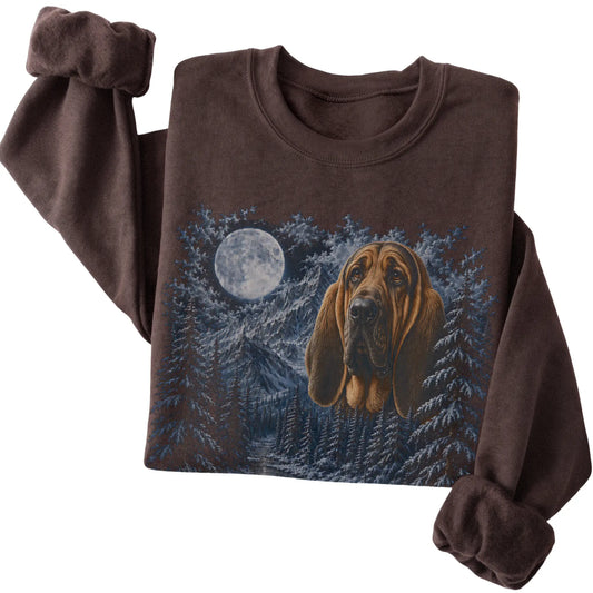 Bloodhound Forest Moon Sweatshirt in Dark Chocolate