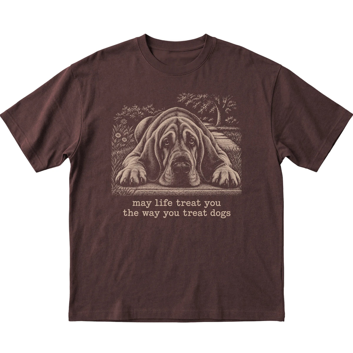Bloodhound Karma Softstyle T-shirt in Dark Chocolate — Flat Lay