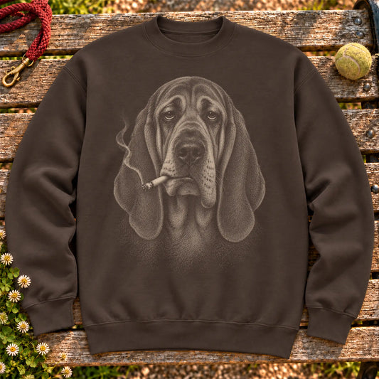 Bloodhound smoking design on a Dark Chocolate sweatshirt