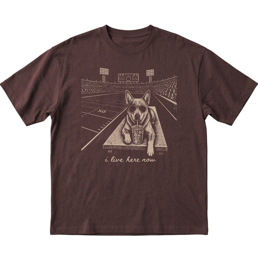 Dark Chocolate Blue Heeler Football Tailgate T-shirt, laid flat