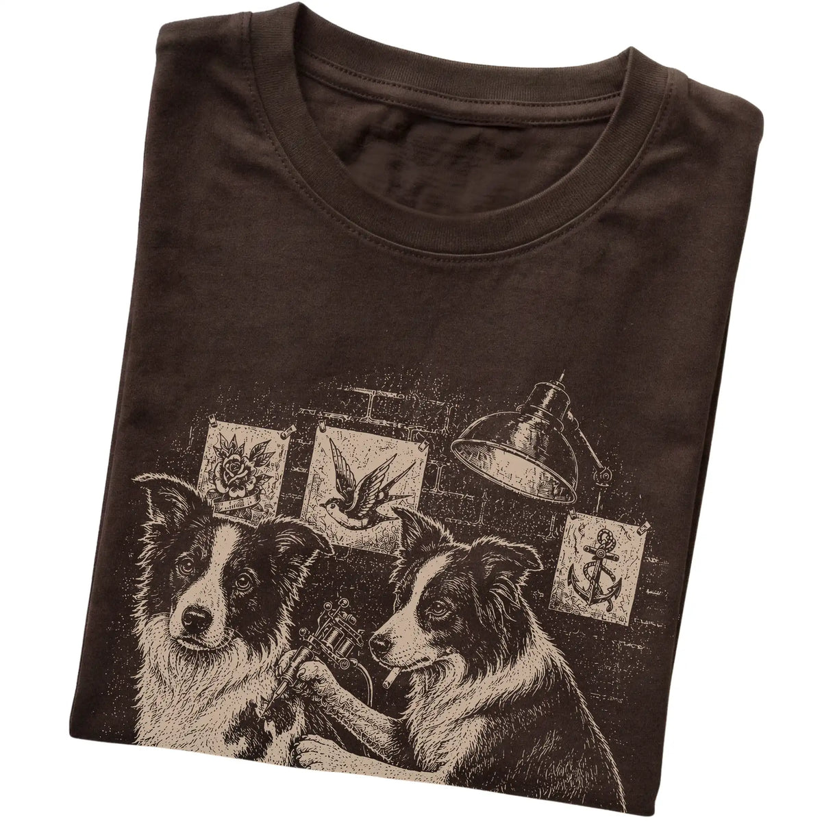Dark Chocolate Border Collie Dog Tattoo Artist folded detail view