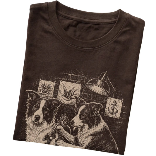 Dark Chocolate Border Collie Dog Tattoo Artist folded detail view