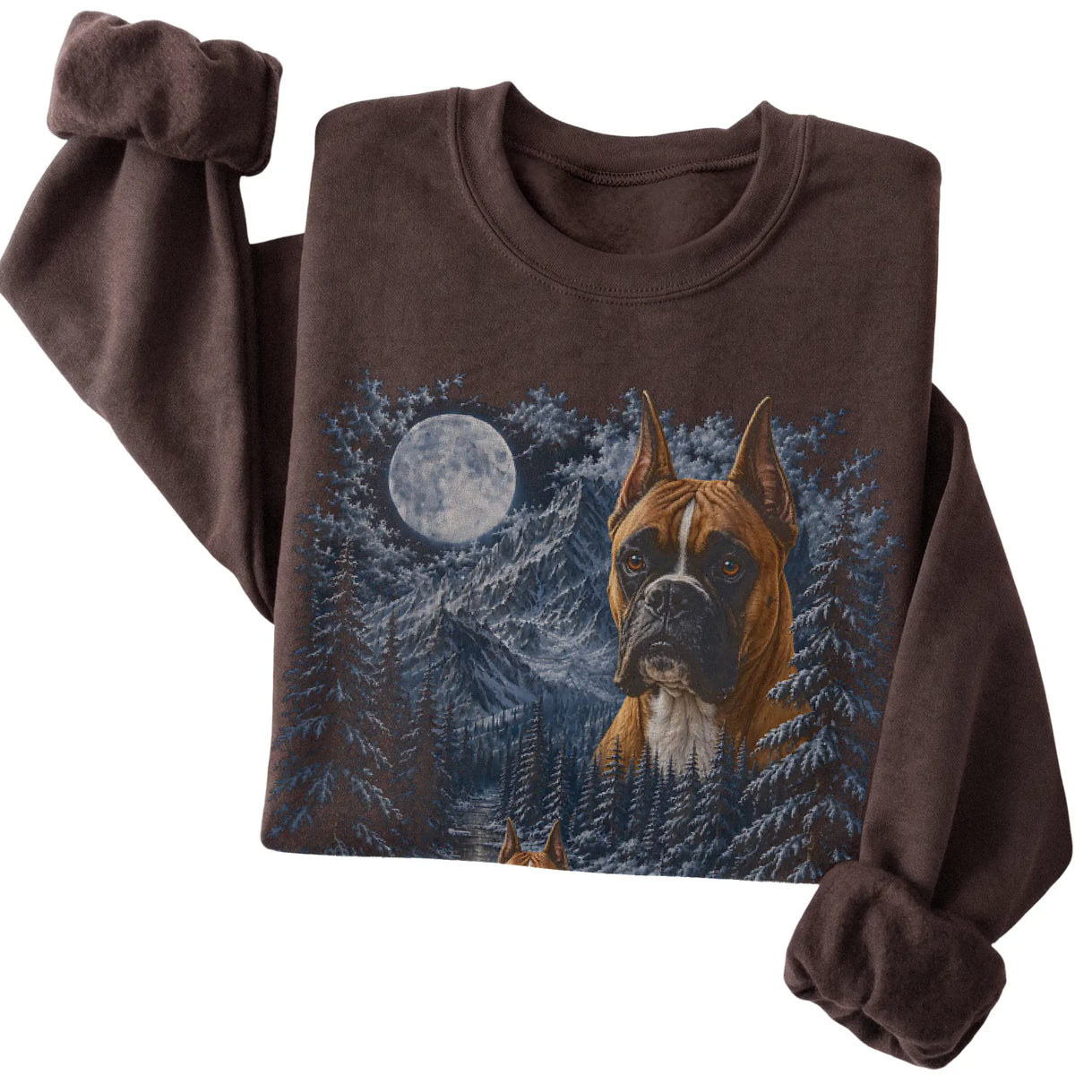 Boxer Forest Moon Sweatshirt in Dark Chocolate