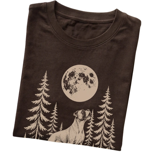 Boxer Howling at the Moon softstyle T-shirt in Dark Chocolate