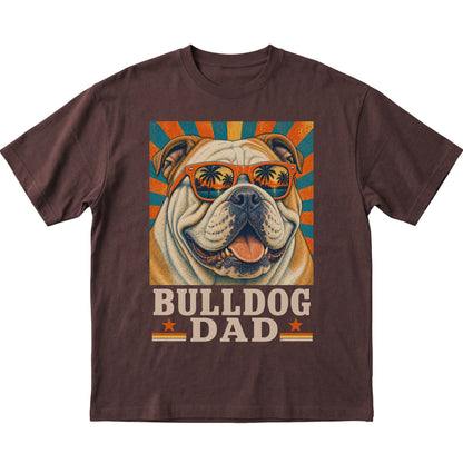 Retro Bulldog Dad design on a Dark Chocolate softstyle T-shirt