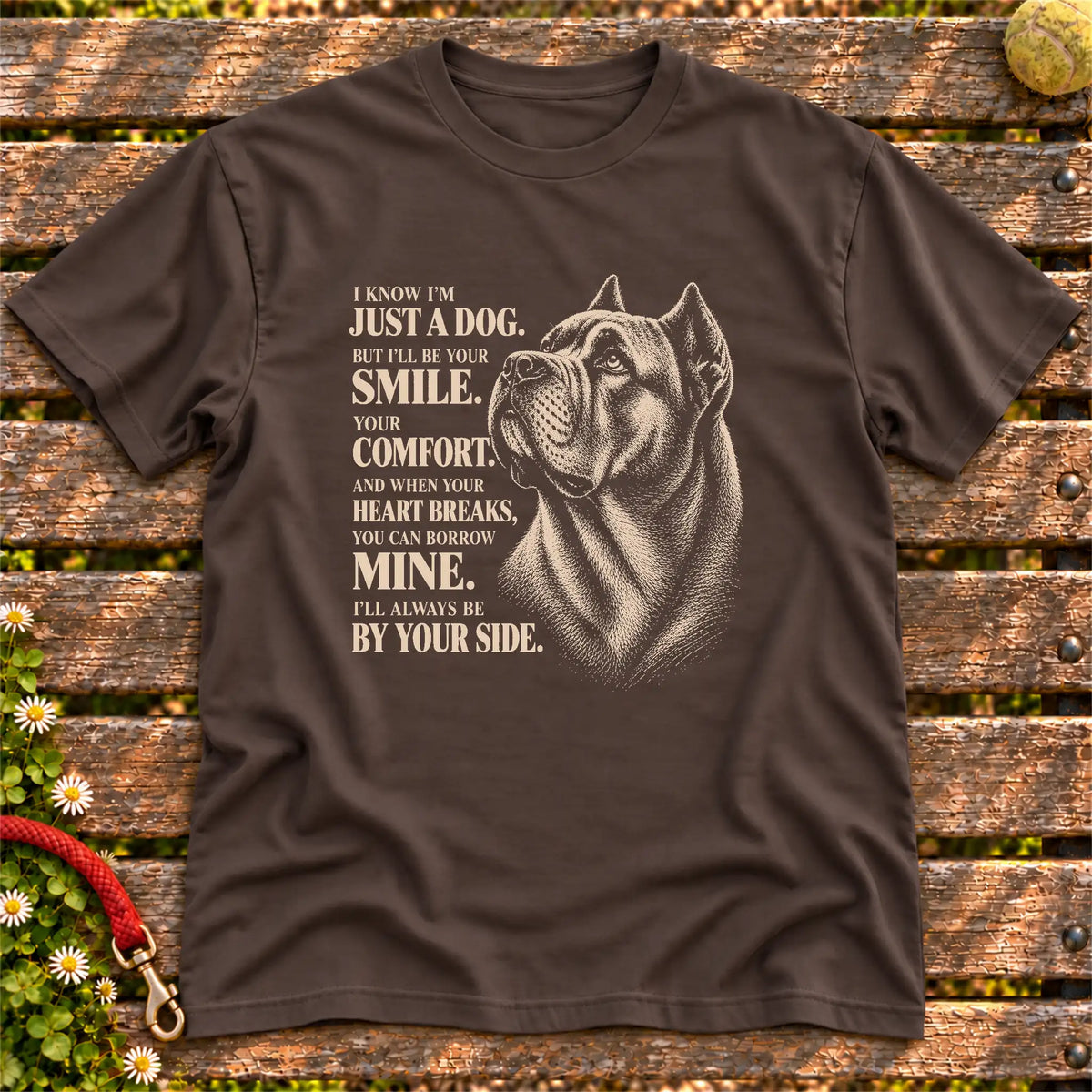 Dark Chocolate Gildan® Softstyle T-shirt featuring the Cane Corso By Your Side design.