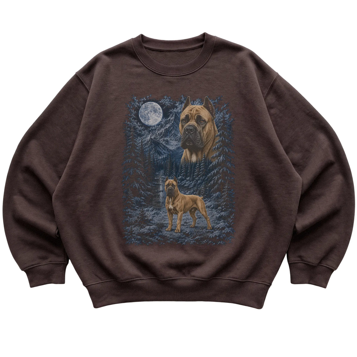 Cane Corso Forest Moon Sweatshirt in Dark Chocolate