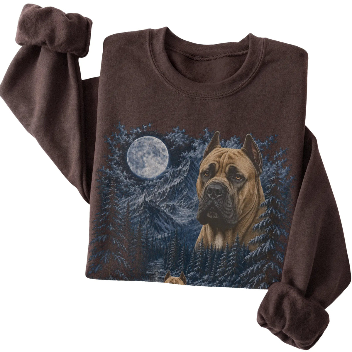 Cane Corso Forest Moon Sweatshirt in Dark Chocolate