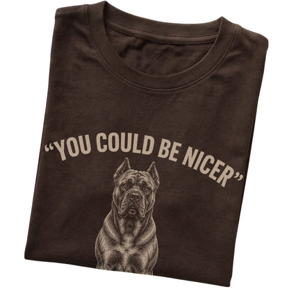 Cane Corso Guard Dog T-Shirt in Dark Chocolate — folded detail